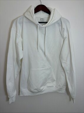 Hanes Ecosmart Men's White Pullover Hoodie Sweatshirt